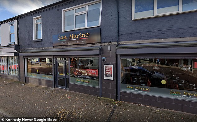The pair and a young girl were dining at San Marino restaurant in Widnes, Cheshire, when the lady complained about a sharp object in her pasta dish