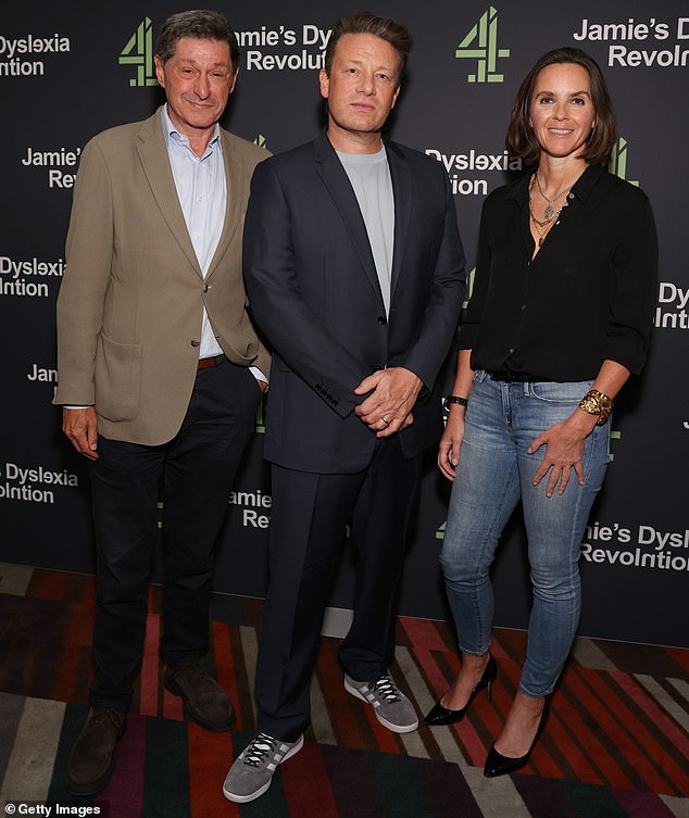 Mr Oliver said: 'It's bonkers, but I really struggled to read at primary school. I read my first book when I was 33 or something like that, and it was all those feelings of just feeling sh** and that you had nothing to offer the world, and like everyone else seems to be getting it, and you don't'