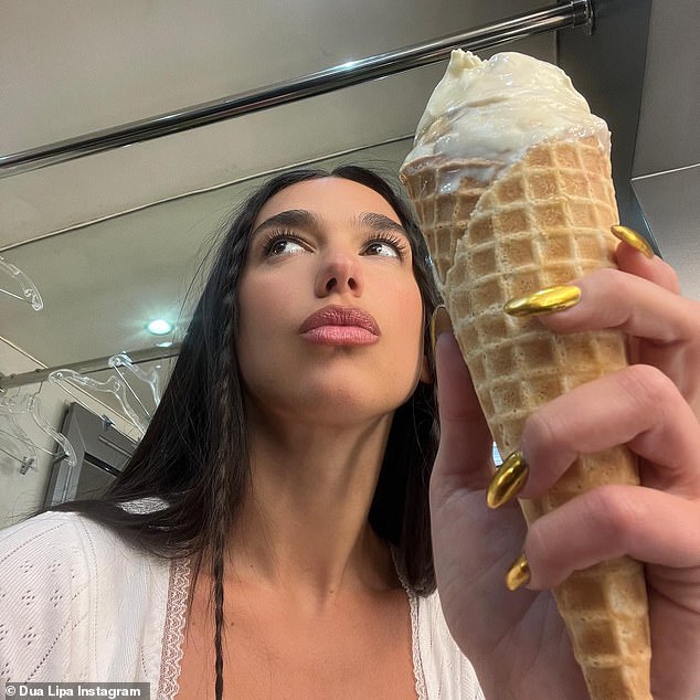 For years experts have advised that cooking with a splash of olive oil is safe. It is in fact the preferred cooking oil of many professional chefs and dietitians alike. Dua Lipa (pictured) and her fans drizzle it on ice cream