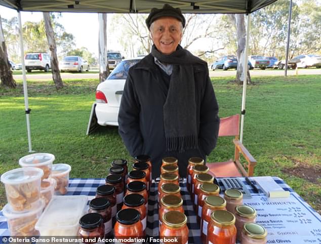 The chef pictured in 2021 during Osteria Sanso's final week of service after selling the property and announcing his retirement aged 84