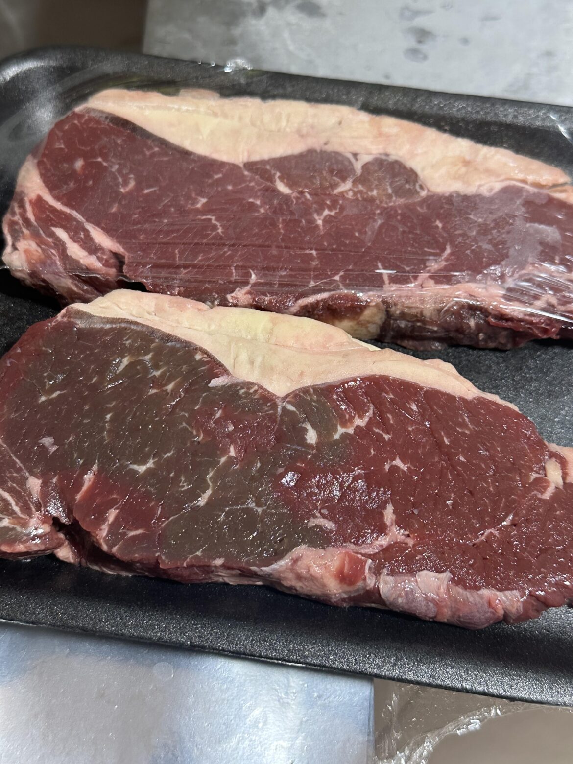 Is the brown part on this ribeye normal? What does it indicate?