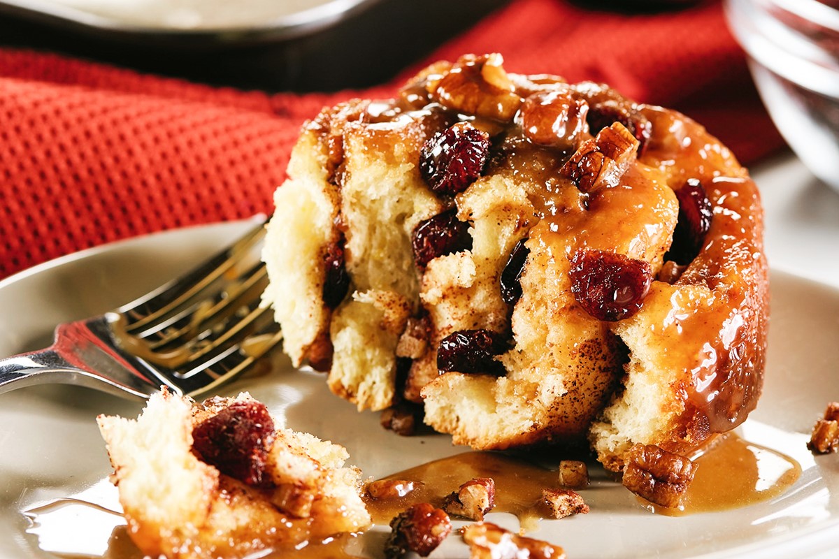 Dairy-Free Upside Down Caramel Pecan Cinnamon Rolls Recipe (with Cranberry Option)