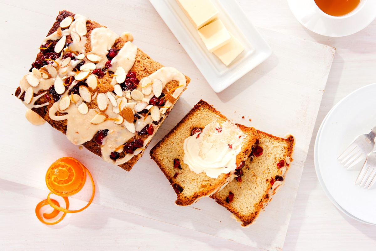 Dairy-Free Cranberry Orange Pound Cake Recipe with Ginger-Orange Glaze