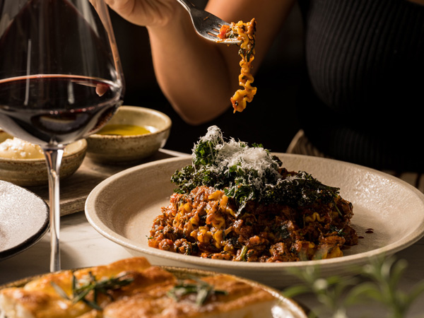 pasta and wine at Cucinetta