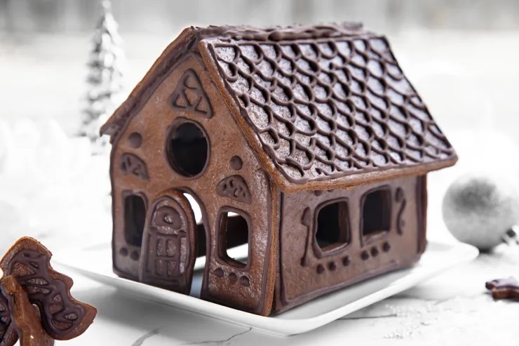 Dairy-Free Christmas Desserts - Chocolate Gingerbread House