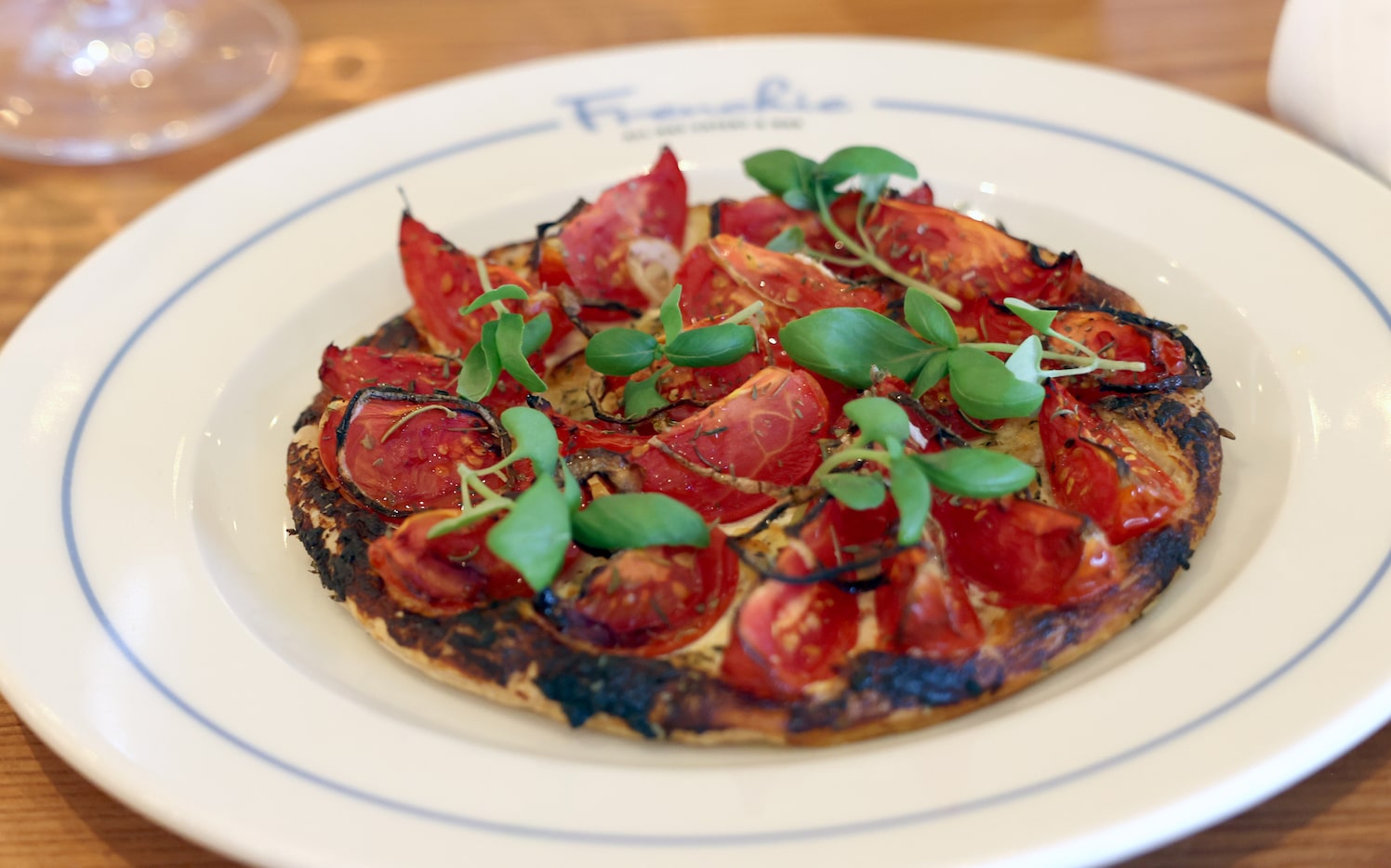 A tomato tart dish is one of many offerings at Frenchie, a new cafe opening in Dallas'...