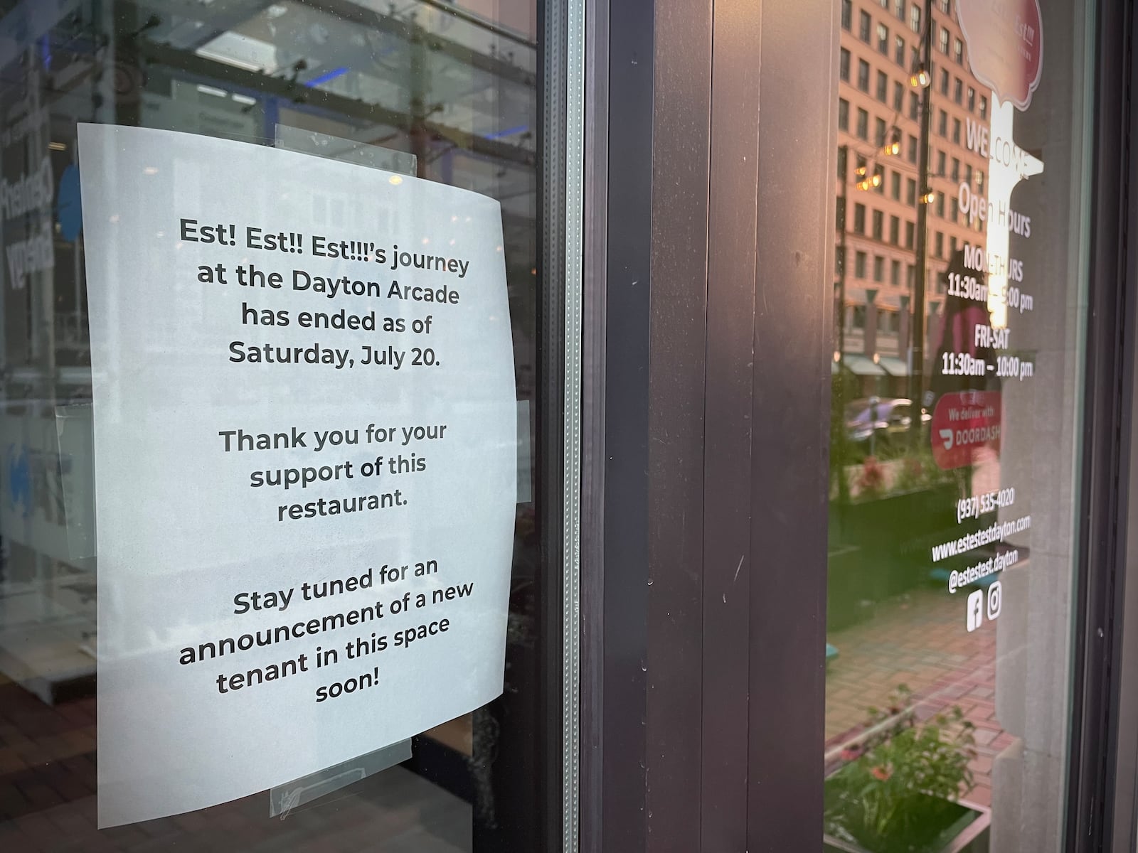 Est! Est!! Est!!! has closed its doors at the Dayton Arcade. NATALIE JONES/STAFF