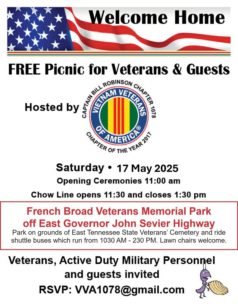 Flyer for free veterans picnic event