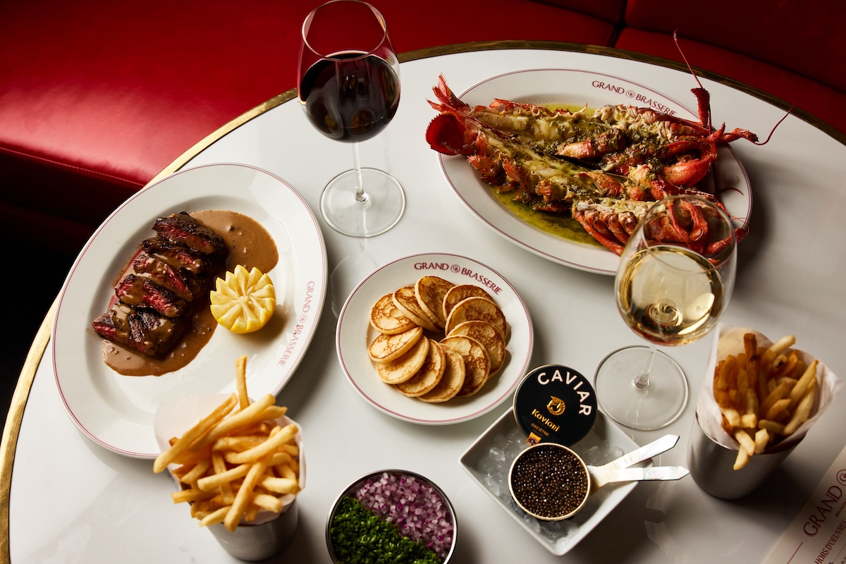 Spread of dishes at Grand Brasserie