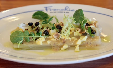 Customers at Frenchie can start lunch or dinner with leeks dijonnaise.