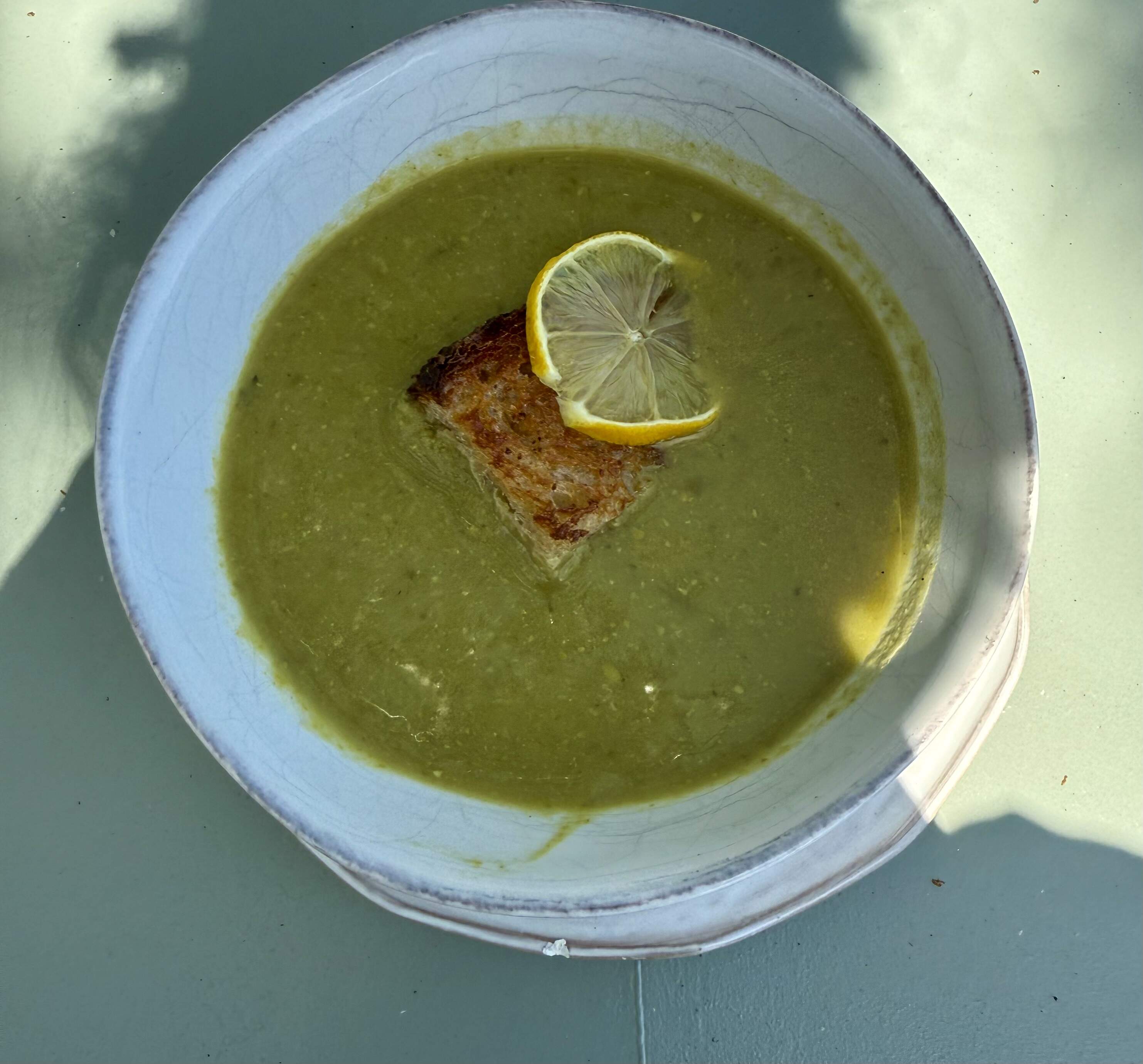 Spring greens soup. (Kathy Gunst/Here & Now)