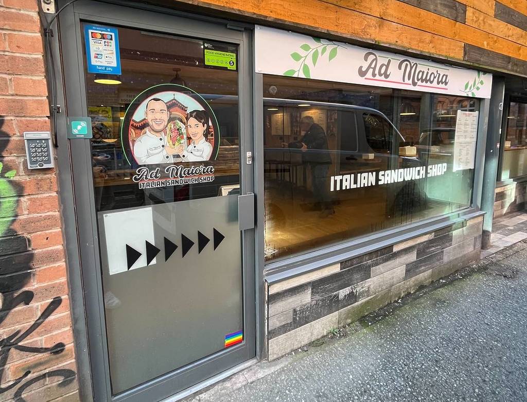 outside ad maiora sandwich shop on tib street, manchester