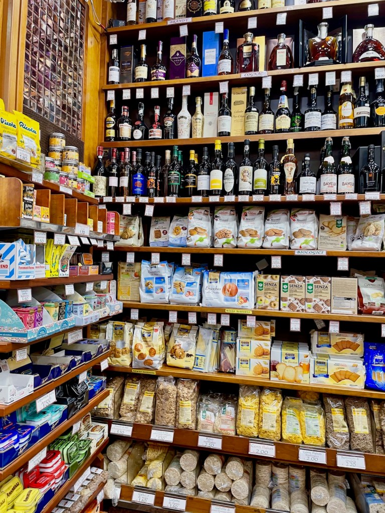 Inside Castroni full of international foods.