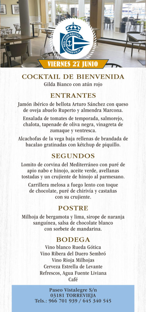 GASTRONOMIC DAYS Torrevieja and the sea 2025 restaurant menu CLUB NAUTICO