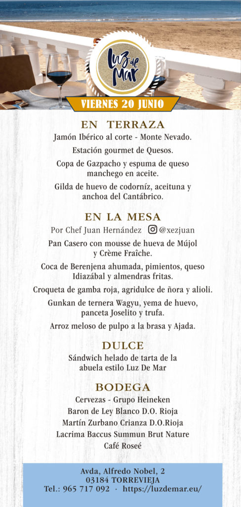 GASTRONOMIC DAYS Torrevieja and the sea 2025 restaurant menu LUZ DE MAR