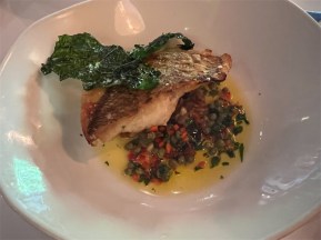 Line-caught snapper… with a crispy skin and served atop a Sicilian eggplant caponata. Photo: Wendy Johnson