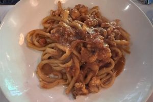 The Pici pasta with lobster… thicker, traditional pasta known for its chewy texture. Photo: Wendy Johnson