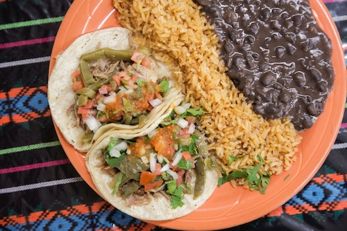 Carnitas with nopalitos. Tortilleria y Tienda de Leon is located at 16223 NE Glisan Street.