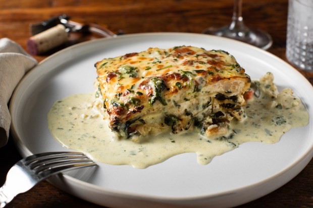 Vegetable lasagna from the takeout menu at Onotria in Costa...