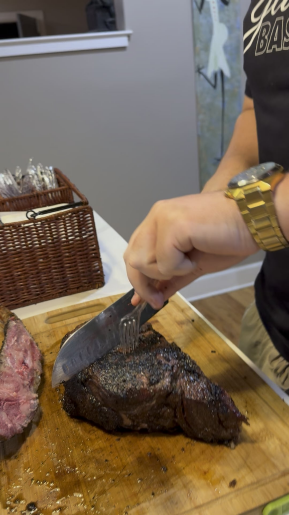 Smoked a 4.2 LB prime tomahawk for my dad’s Father’s Day dinner!