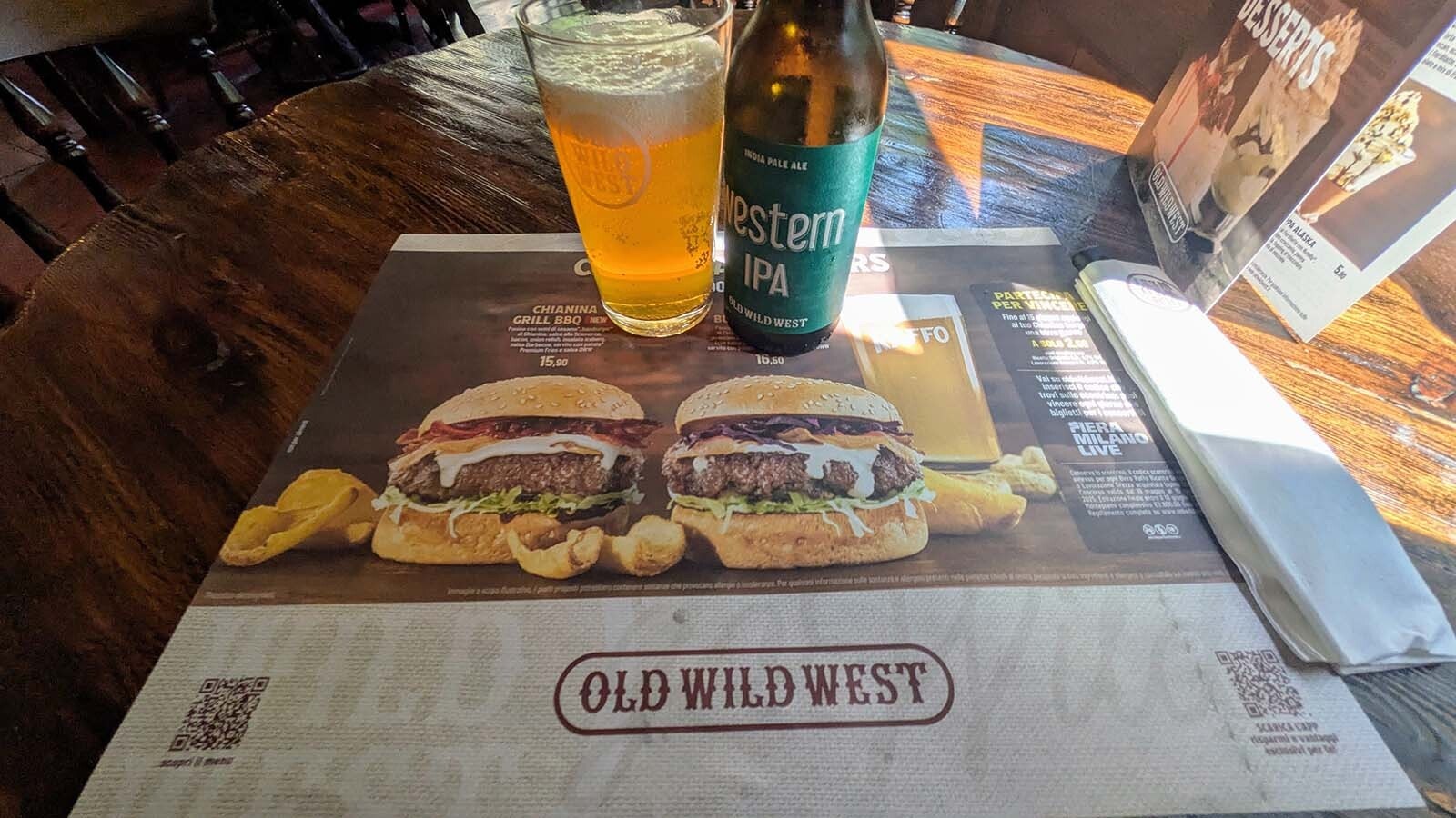 The menu has some authentic references to the Wild West days, along with some very confusing interpretations of the cuisine of that period.