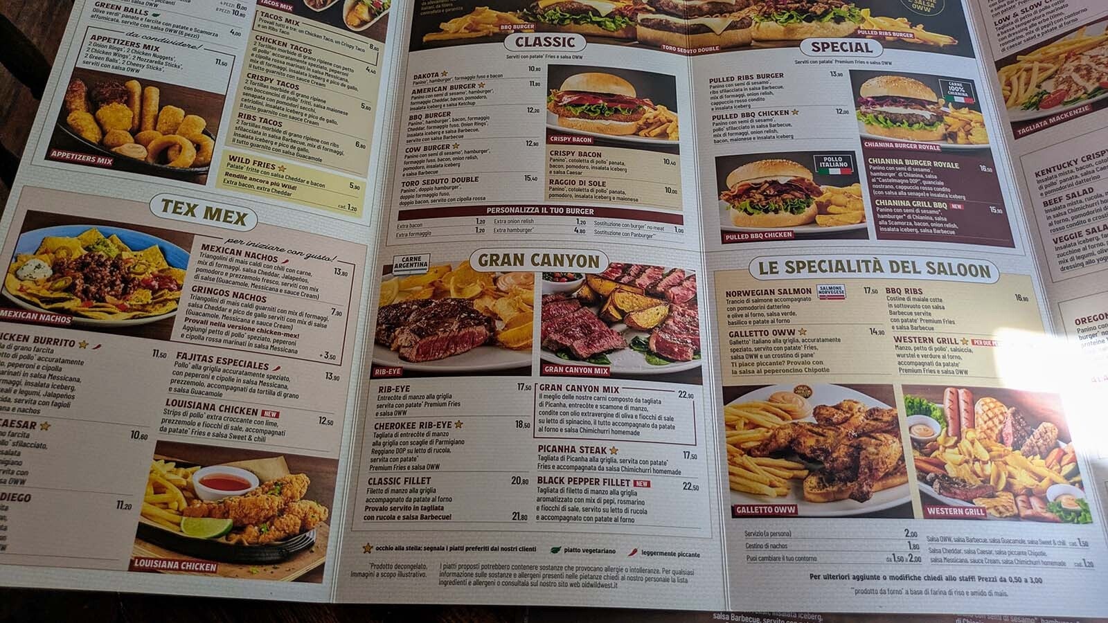 The menu has some authentic references to the Wild West days, along with some very confusing interpretations of the cuisine of that period.