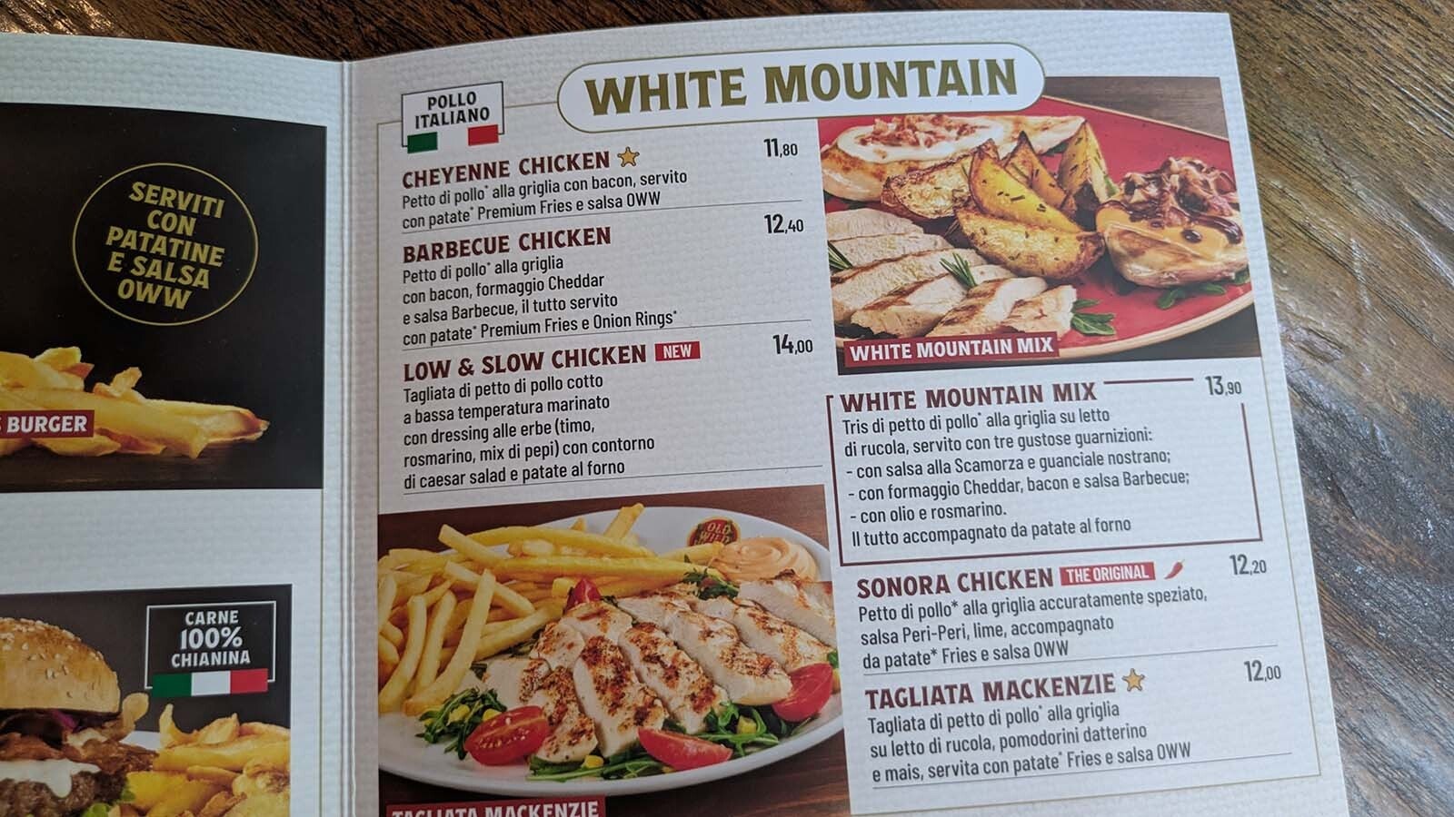 The menu has some authentic references to the Wild West days, along with some very confusing interpretations of the cuisine of that period.