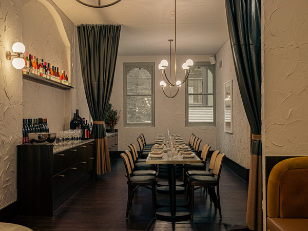 the Italian-style dining interior at Palazzo Salato, Sydney