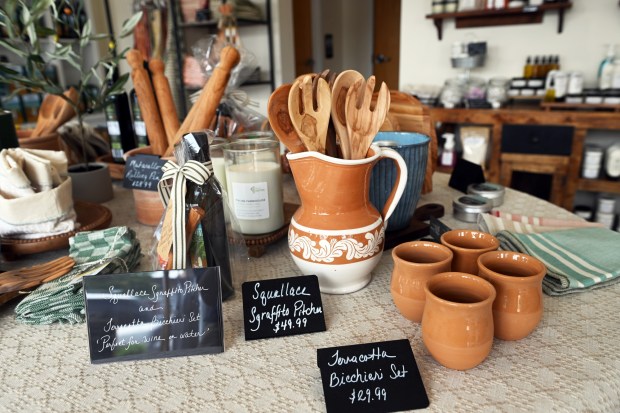 Various gift items can be bought at Ciccio's Olives at 12B S. Fifth Ave., West Reading. (BILL UHRICH/MEDIANEWS GROUP)