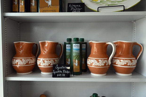 Hand-crafted pottery is available at Ciccio's Olives at 12B S. Fifth Ave., West Reading. (BILL UHRICH/MEDIANEWS GROUP)