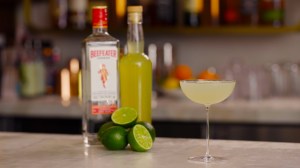 Gimlet cocktail with lime cordial and beefeater gin