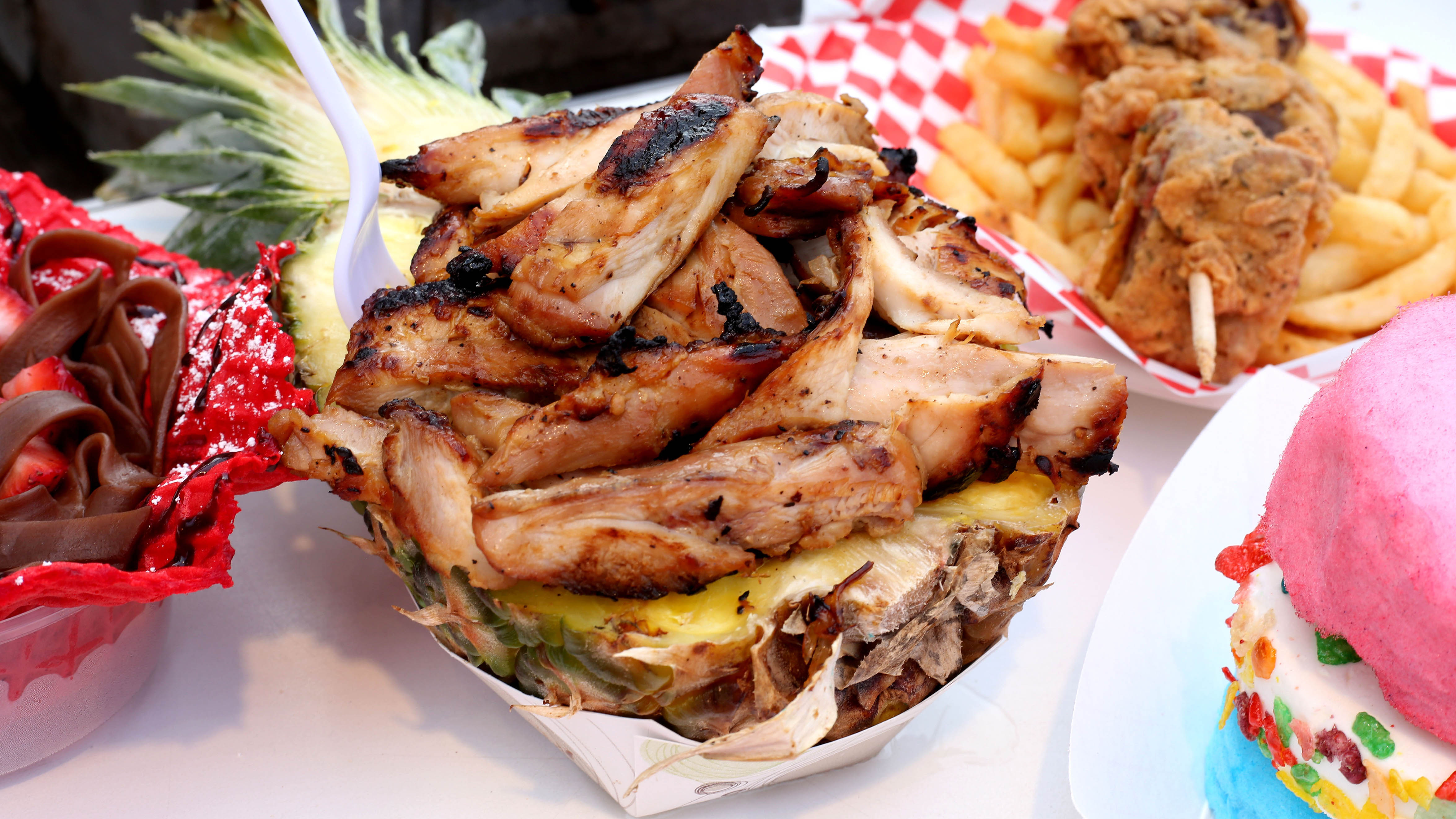 Chicken Charlie's Teriyaki Chicken served in a pineapple.