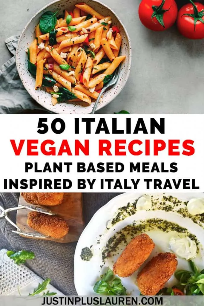 Dreaming of Italy? You can prepare these Italian favorites at home without leaving your kitchen. Here are 50 vegan Italian recipes based on traditional favorites, like pizza, pasta, gnocchi, soups, veggies, and even dessert. #Vegan #Vegetarian #Recipes #Italian #Food