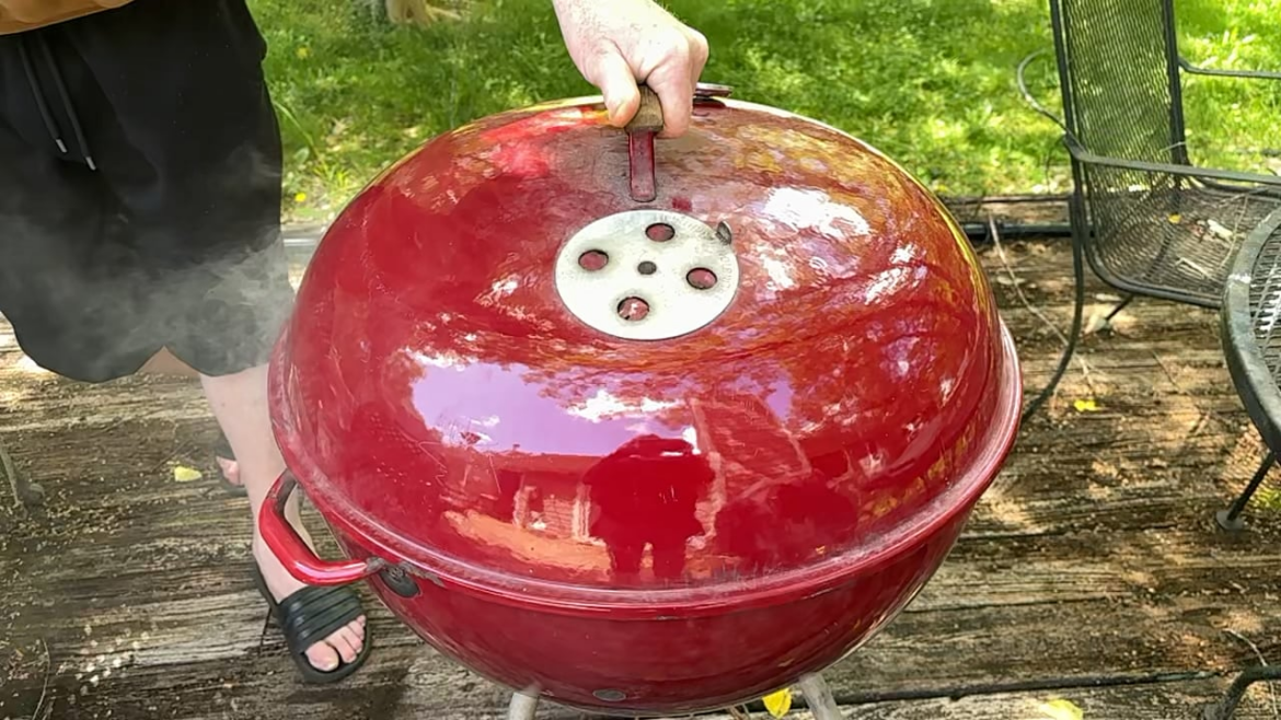 50 yo Weber smoker grill .. two 3.5 lb racks of spare ribs @ 225-250 for 6.5 hrs