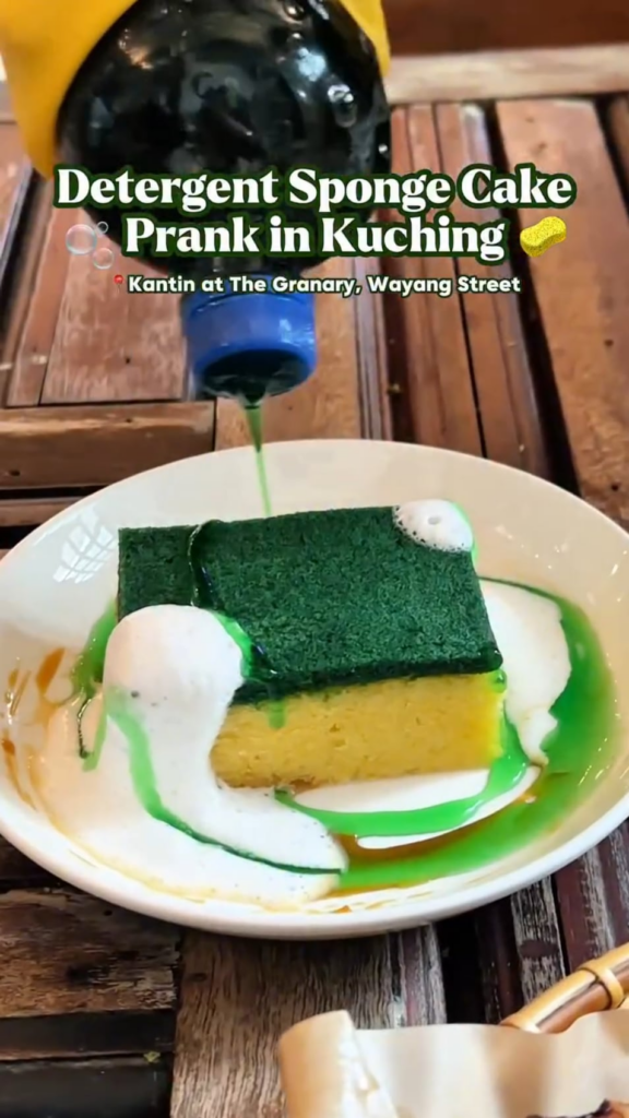 Detergent sponge cake