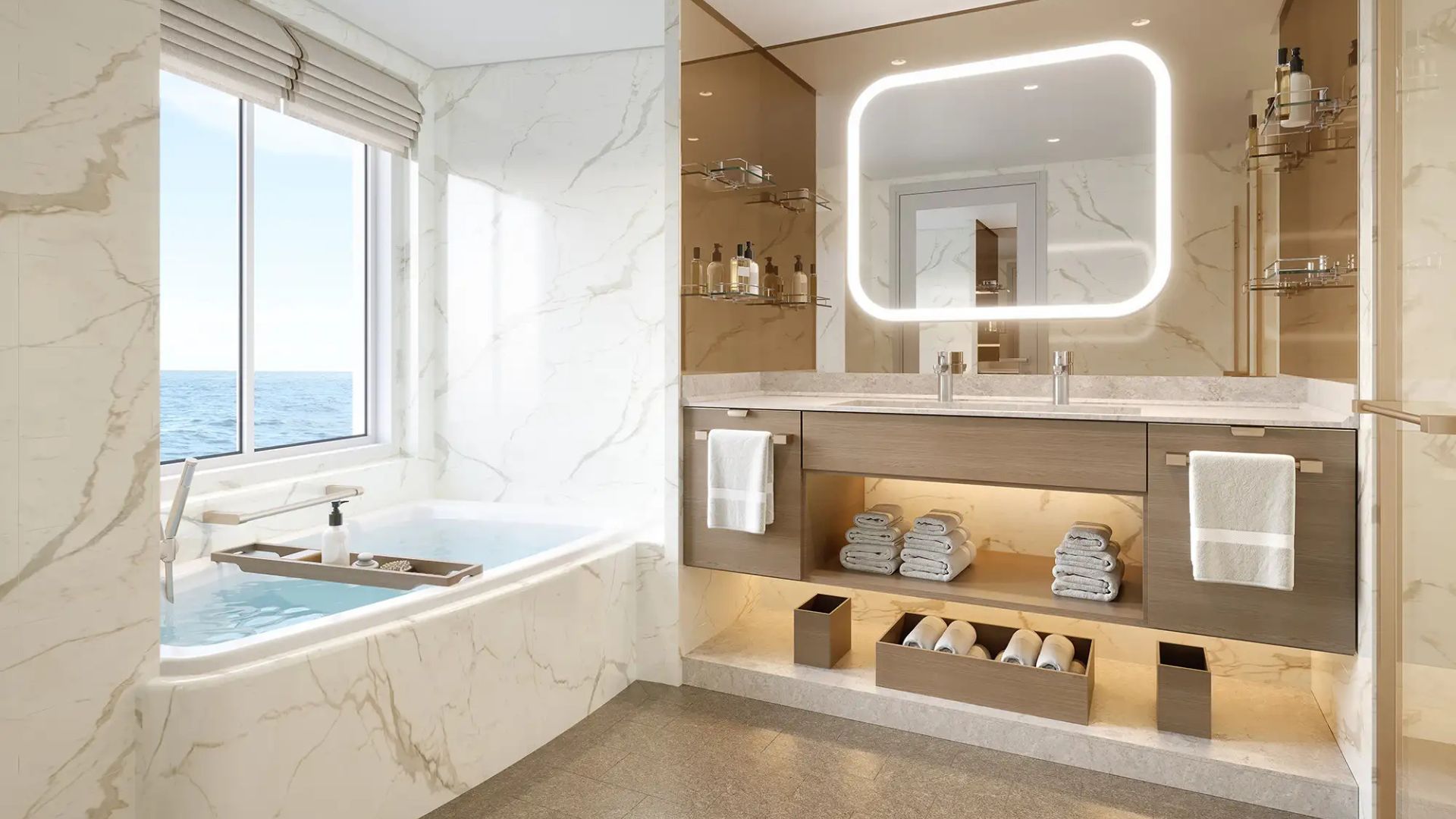 A master suite bathroom | Image Credit: Silversea Cruises