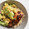 Mexican glazed salmon with mango salsa.