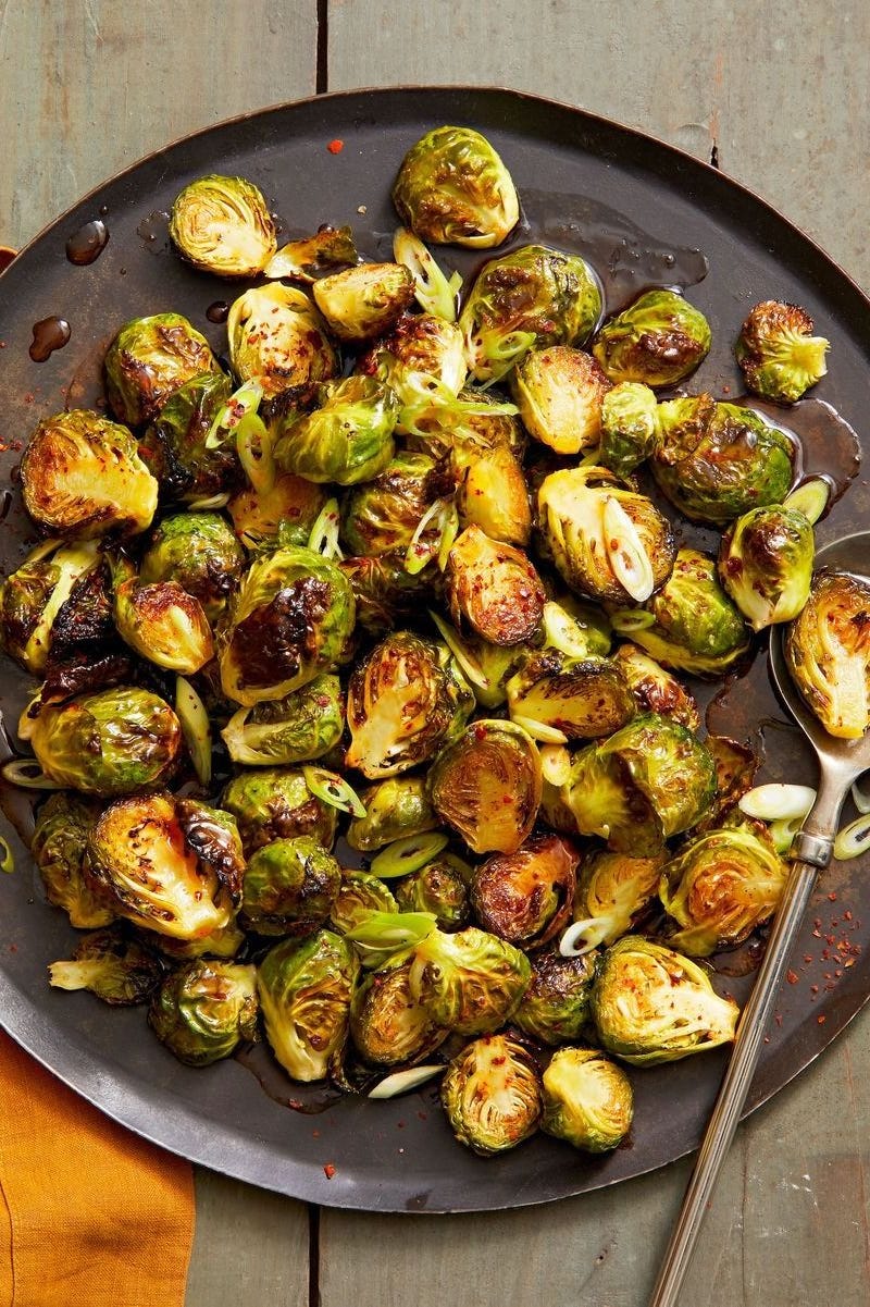 crispy air fryer brussels sprouts on a plate