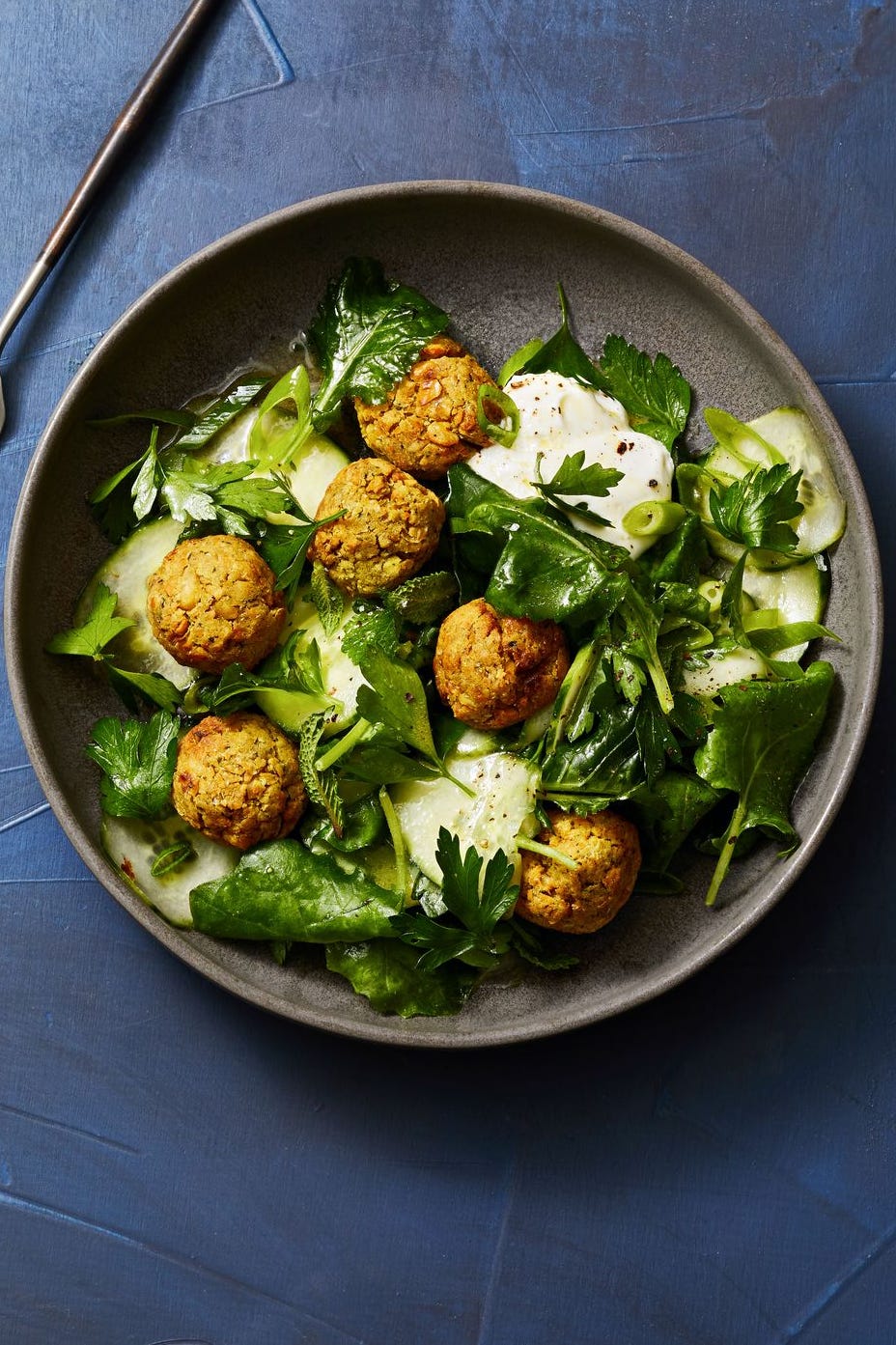 healthy air fryer falafel salad