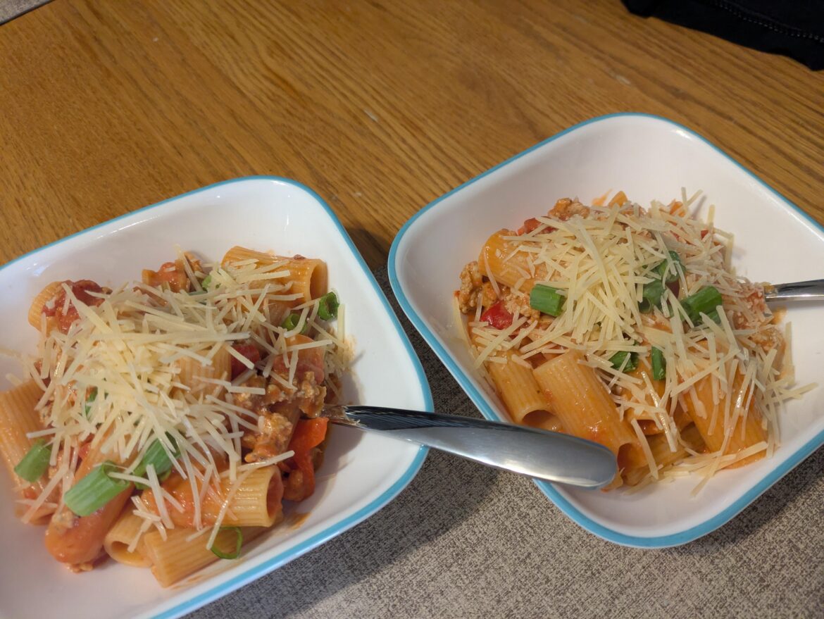 Chicken sausage rigatoni