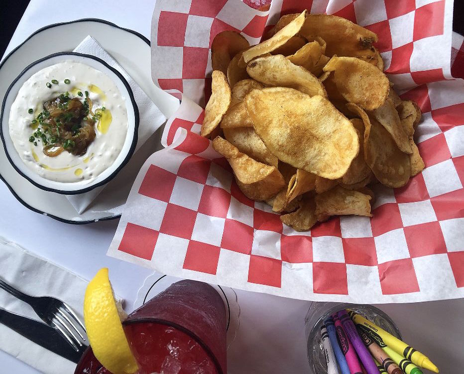 Bernie’s onion dip and chips