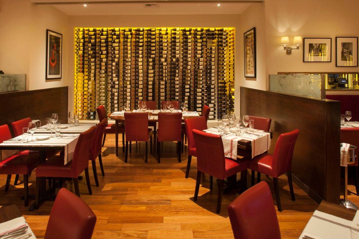 Interior of San Diego French Restaurant Bistro du Marché in La Jolla featured as San Diego Magazine's best French Restaurant in 2025