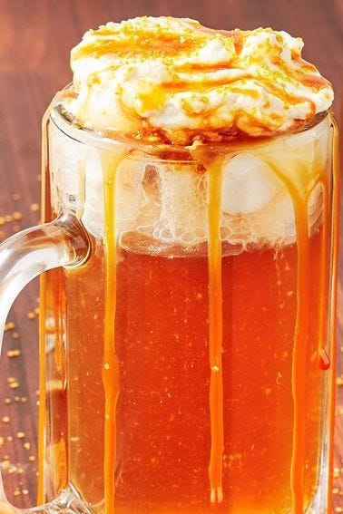 boozy butterbeer punch oozing over