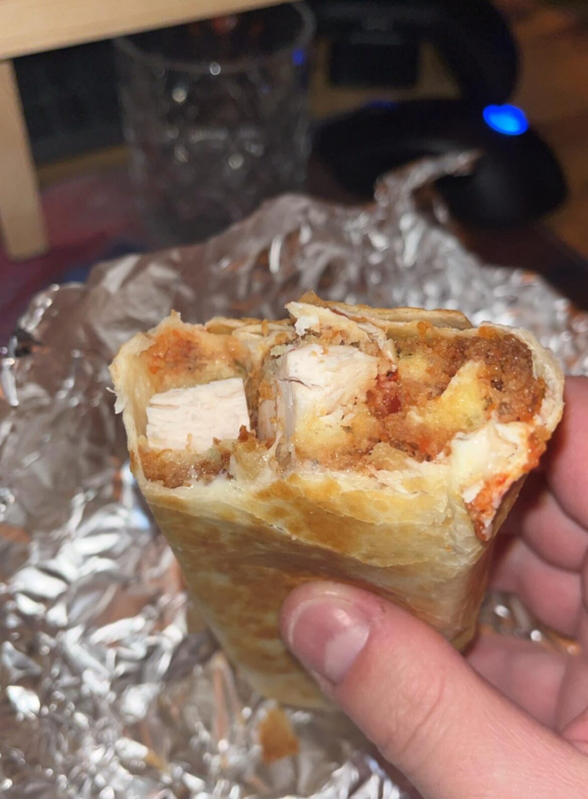 Chicken parm burrito. With Jameson