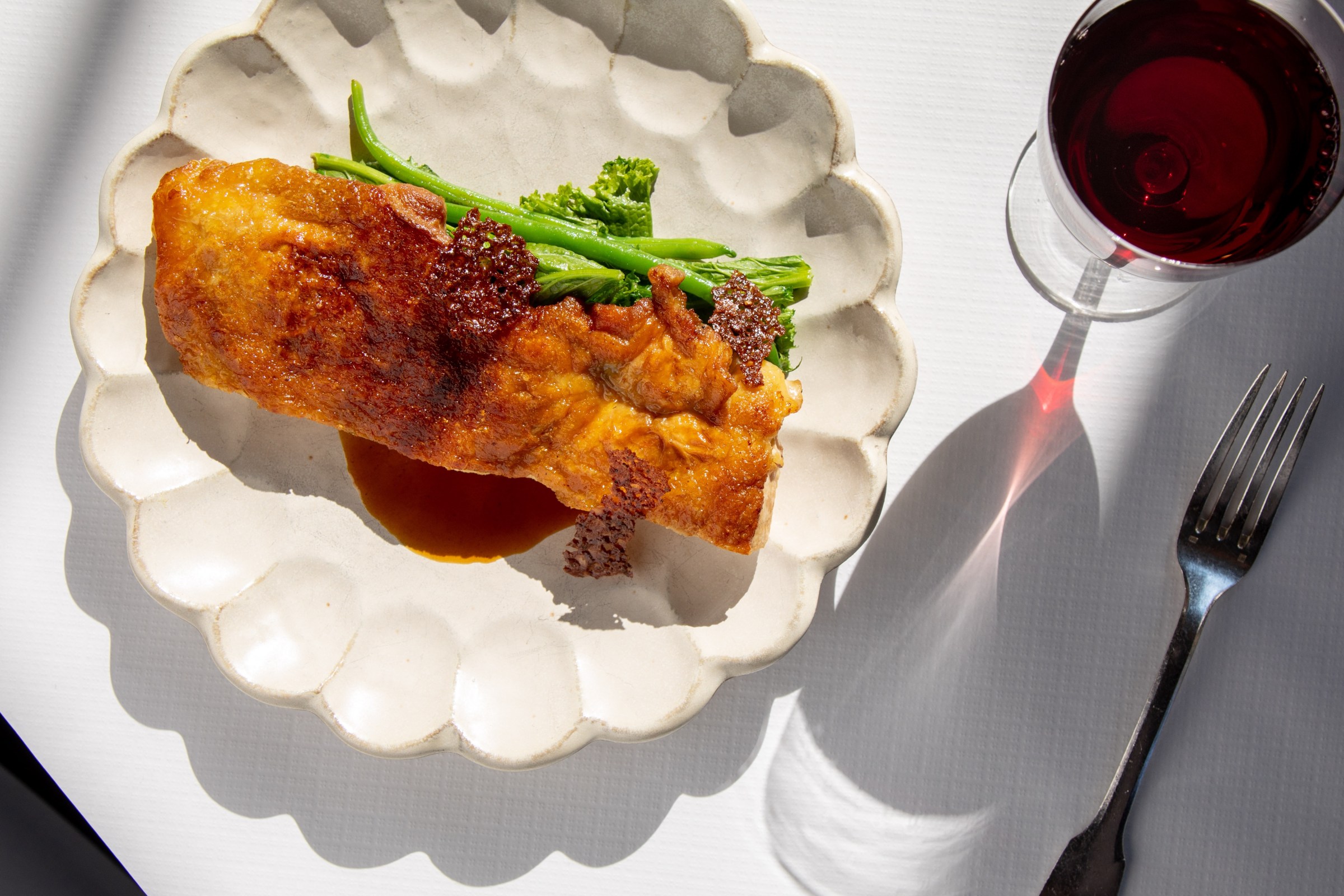 Chicken with garlic ginger nougatine