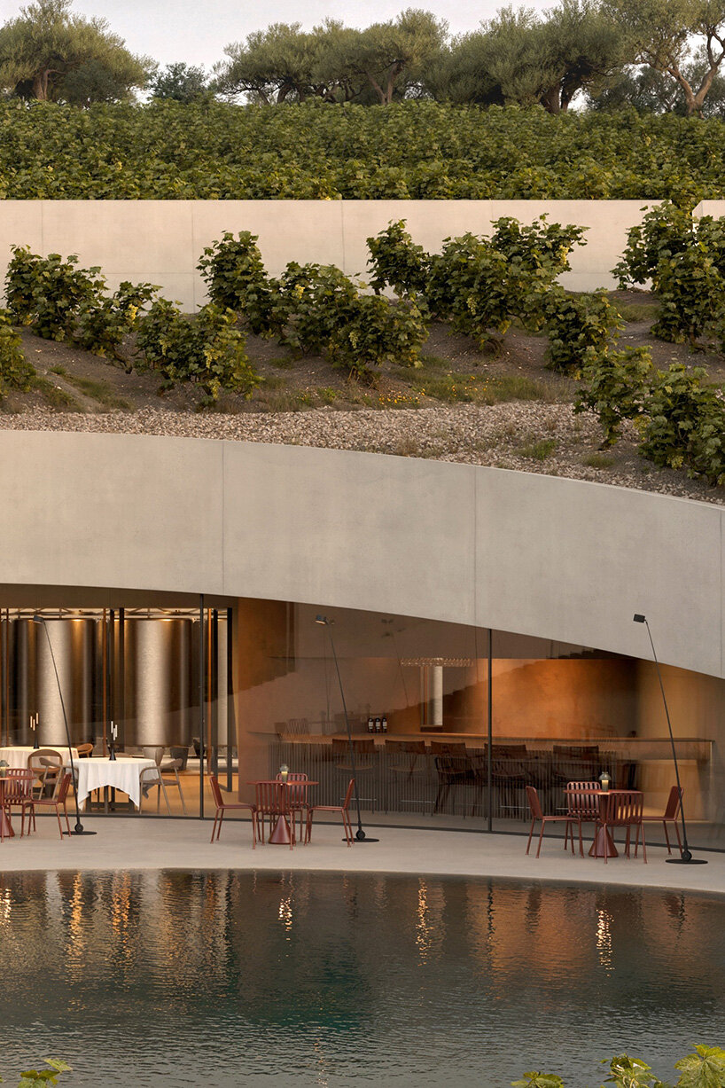circular cut in the vineyard reveals fotis zapantiotis' underground winery in greece
