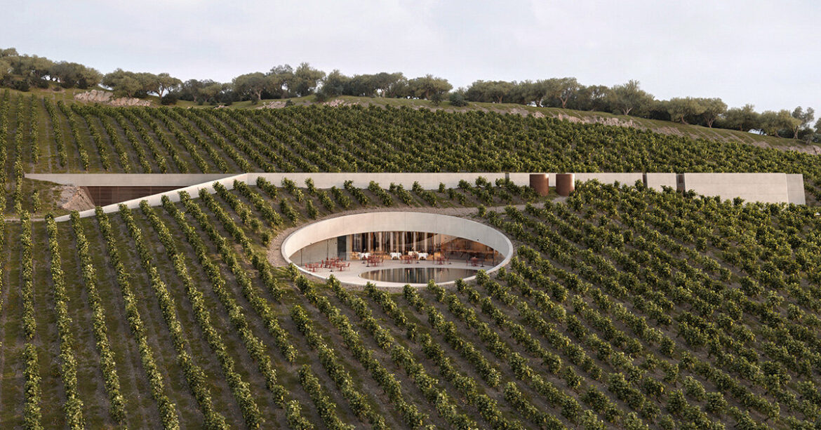 fotis zapantiotis cuts a circle to reveal winery in greece