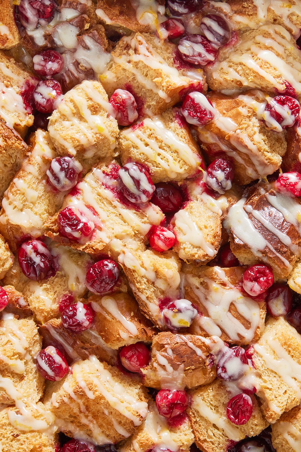 cranberry bread pudding with a sweet glaze