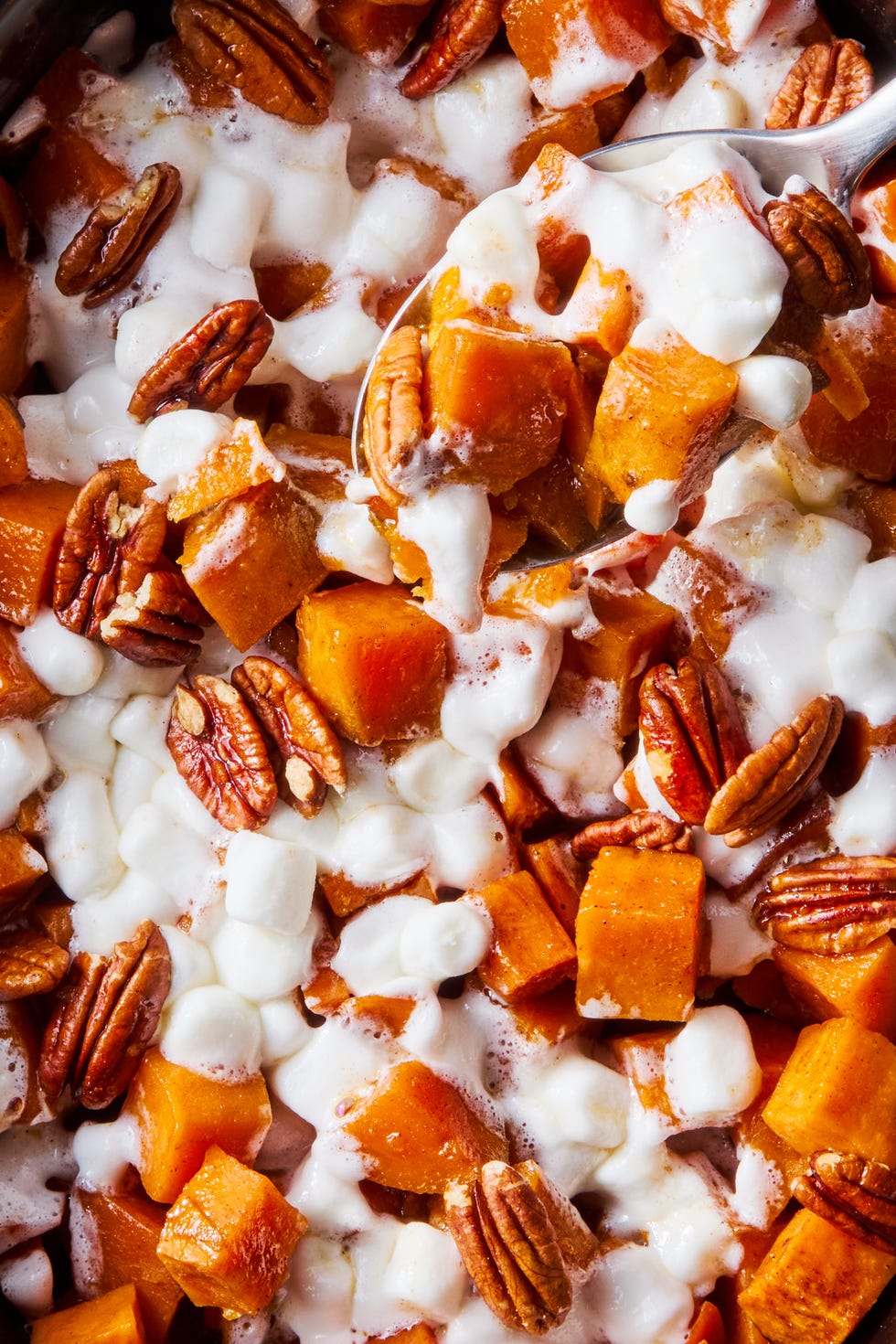 sweet potato casserole with marshmallows in a crockpot