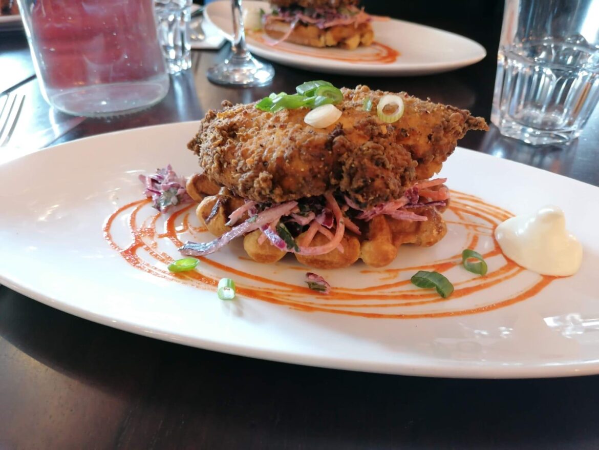 Buttermilk fried chicken and waffle